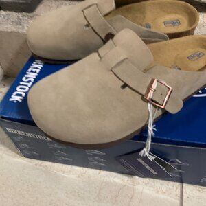 Birkenstock Boston bs leather suede soft footbed taupe color regular wide